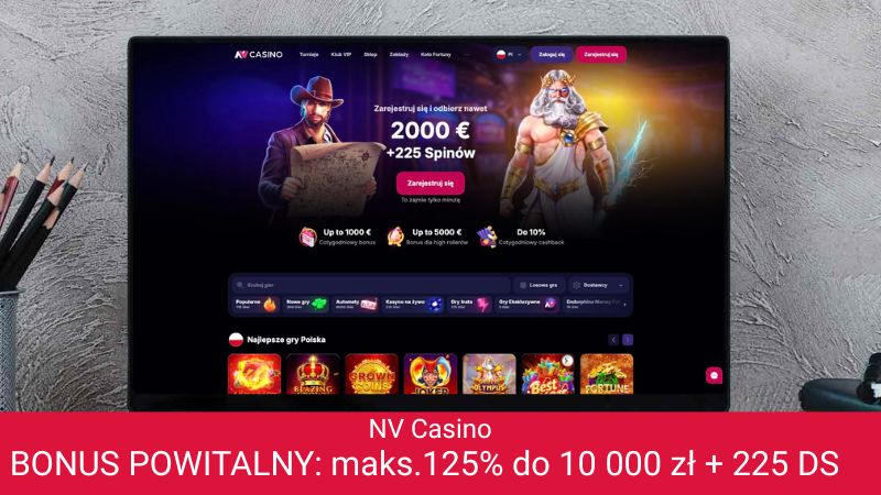 NV Casino na ekranie komputera