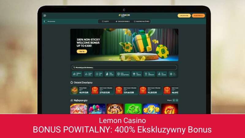 Lemon Casino na ekranie komputera