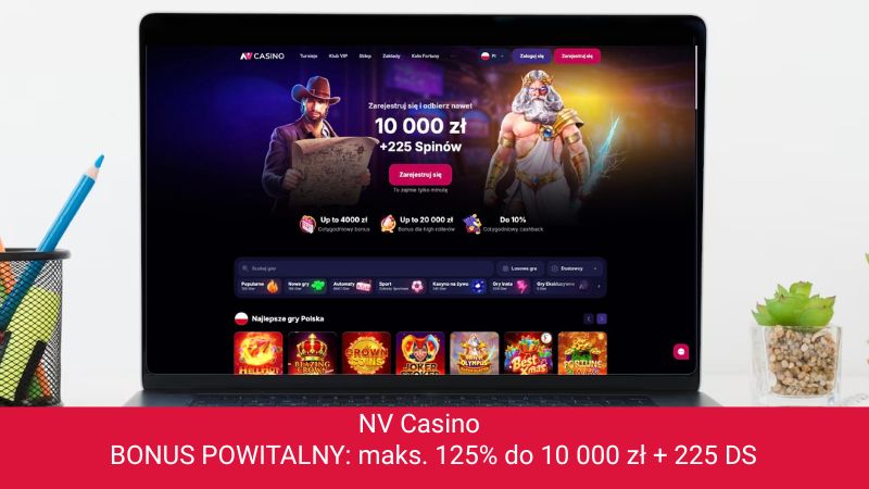 Kasyno NV Casino na ekranie komputera
