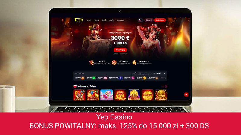 Yep Casino na ekranie komputera
