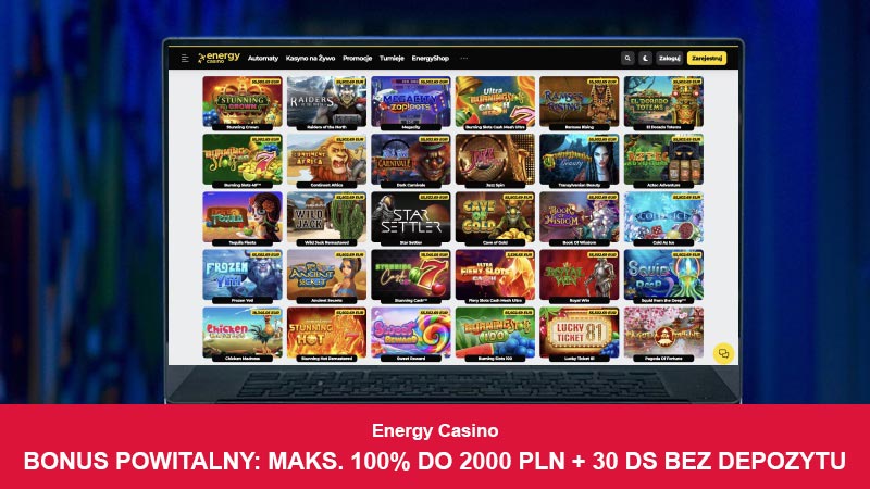 Energy Casino na ekranie komputera