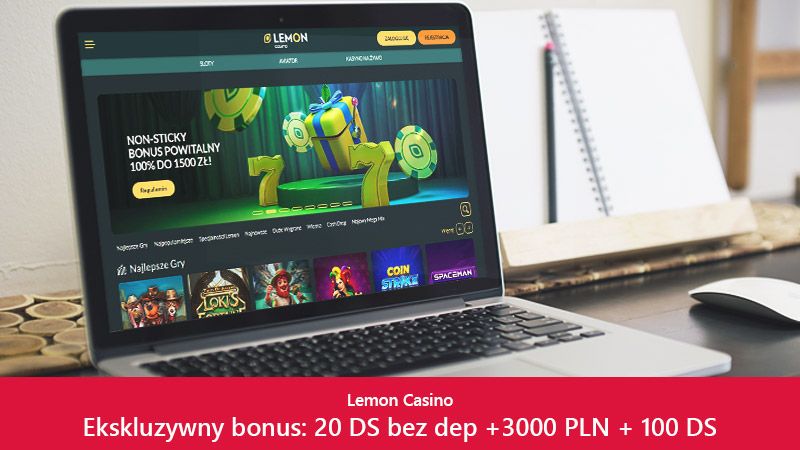 Strona główna Lemon Casino na ekranie laptopa