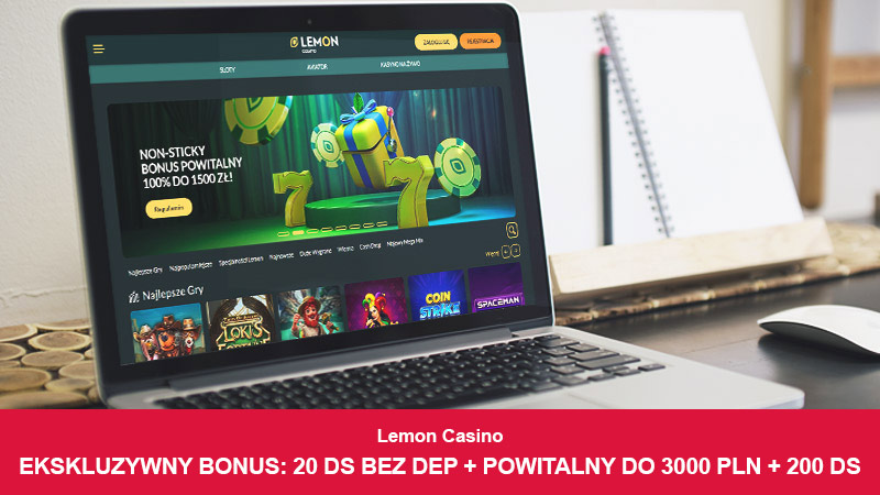 Strona główna Lemon Casino na ekranie laptopa