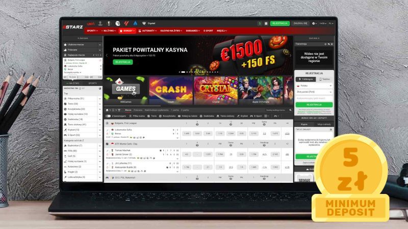 888Starz Casino na ekranie laptopa
