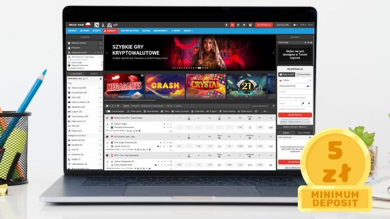 Megapari Casino na ekranie laptopa