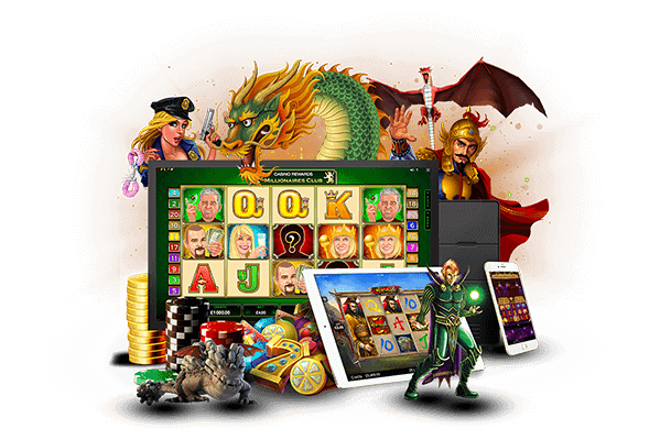 Różne postacie z gier automatowych i automaty online na tablecie