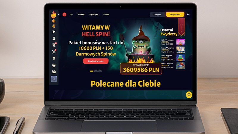 Kasyno Hellspin na ekranie laptopa