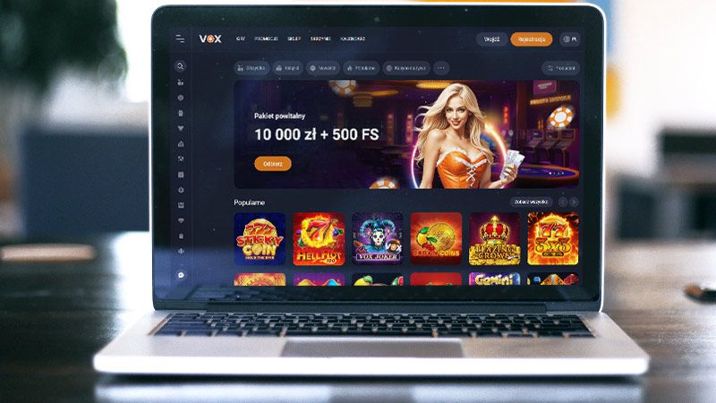Strona główna Vox Casino na ekranie komputera