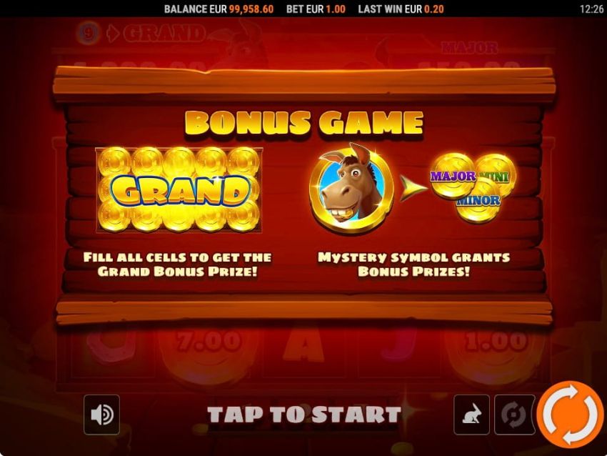 Gra bonusowa w slocie Jackass Coins Hold and Win