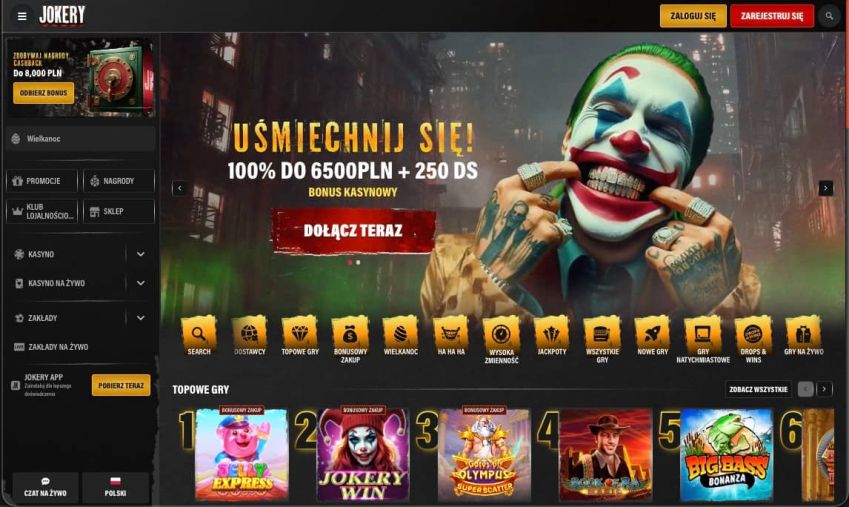 Strona gł&oacute;wna kasyna Jokery Casino