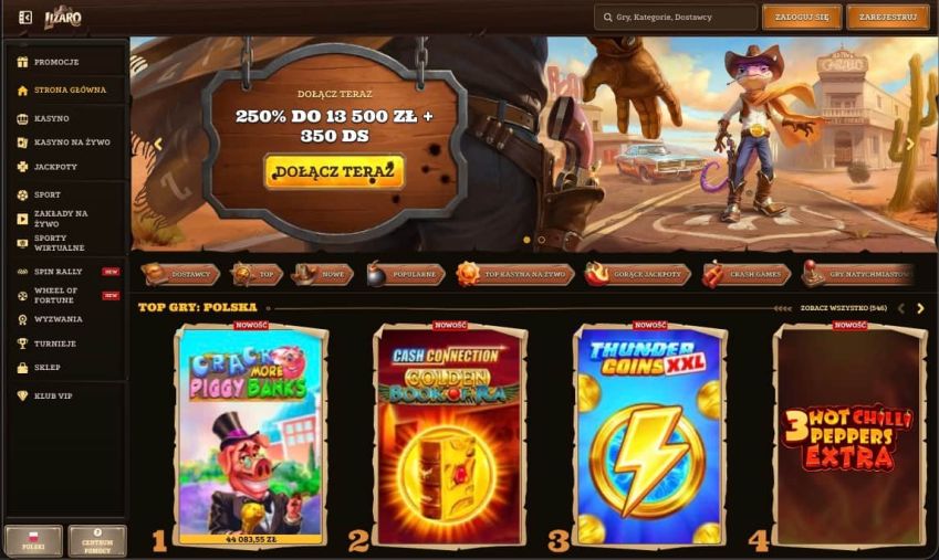 Strona gł&oacute;wna kasyna Lizaro Casino