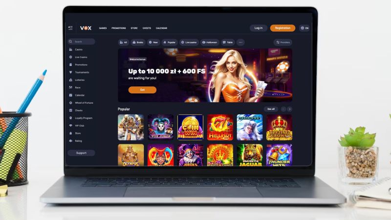 Vox Casino na ekranie laptopa