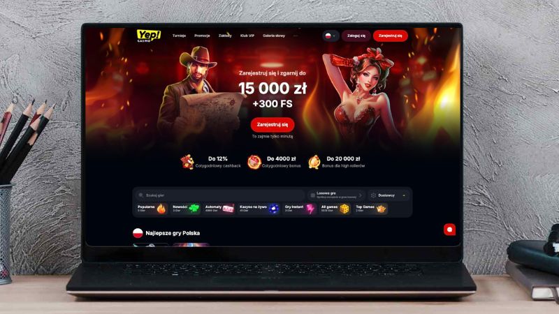 Yep Casino na ekranie laptopa