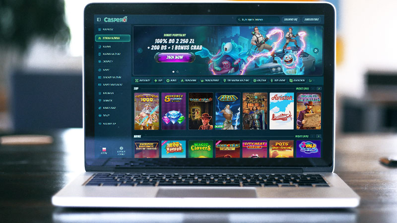 Caspero Casino na ekranie laptopa