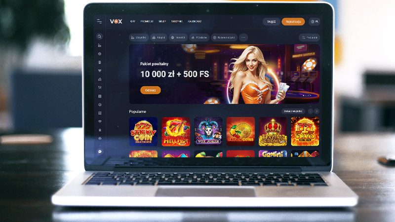 Vox Casino na ekranie laptopa